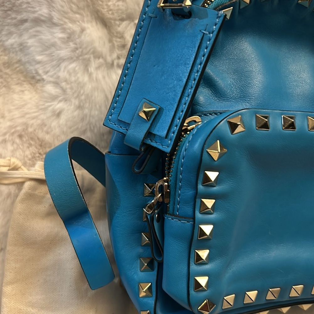 Valentino Garavani Aqua blue leather studded mini backpack - Picture 4 of 17